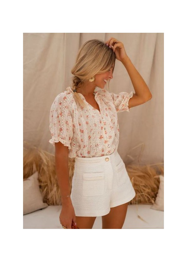 Blusa Floral Bordados Arena