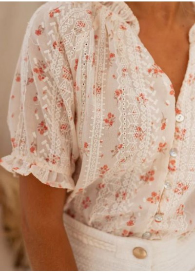 Blusa Floral Bordados Arena