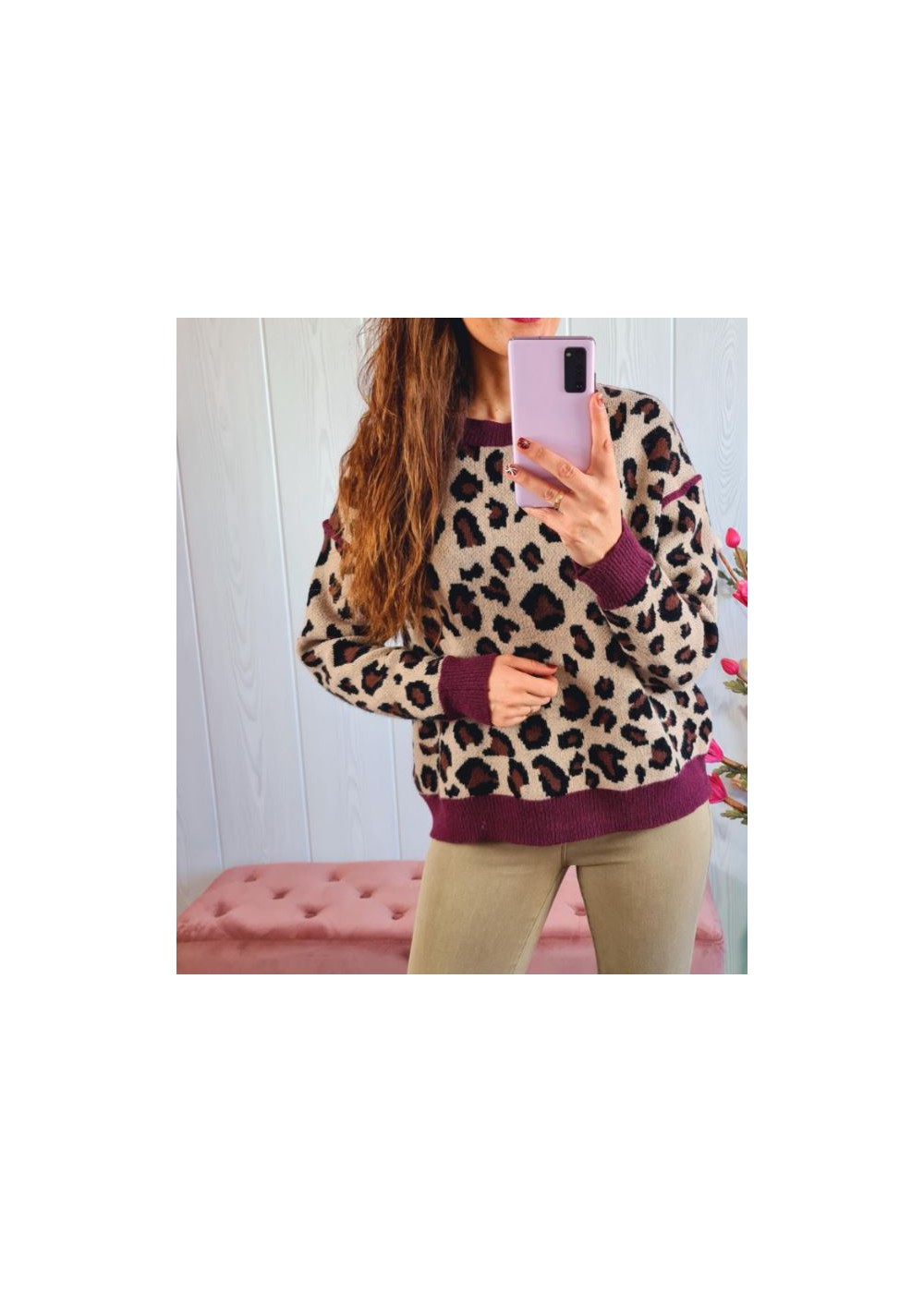 Jersey Cuello Pico Animal Print Cenefa