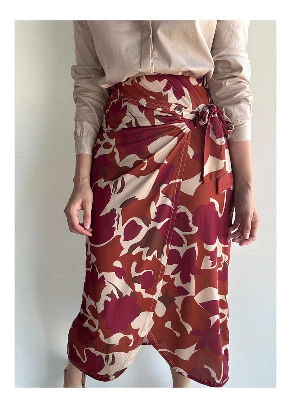 Falda pareo combinada estampado azul