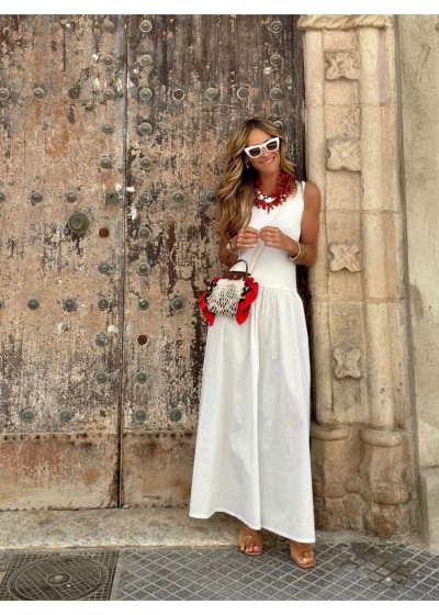 Vestido cuerpo canalé y bolsillos