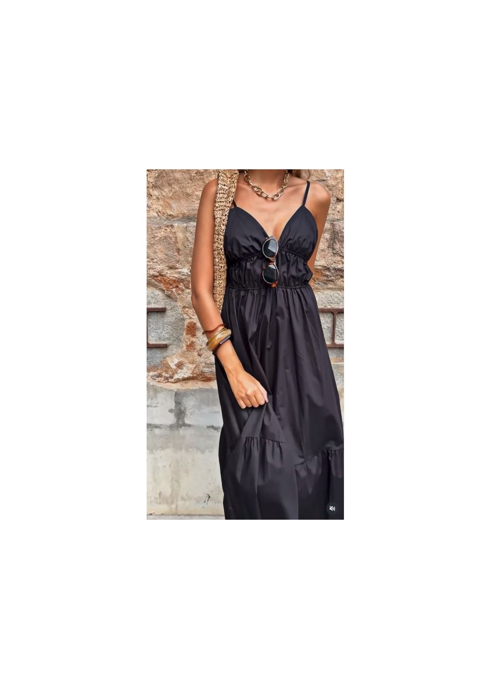 Vestido tirante cuerpo abullonado