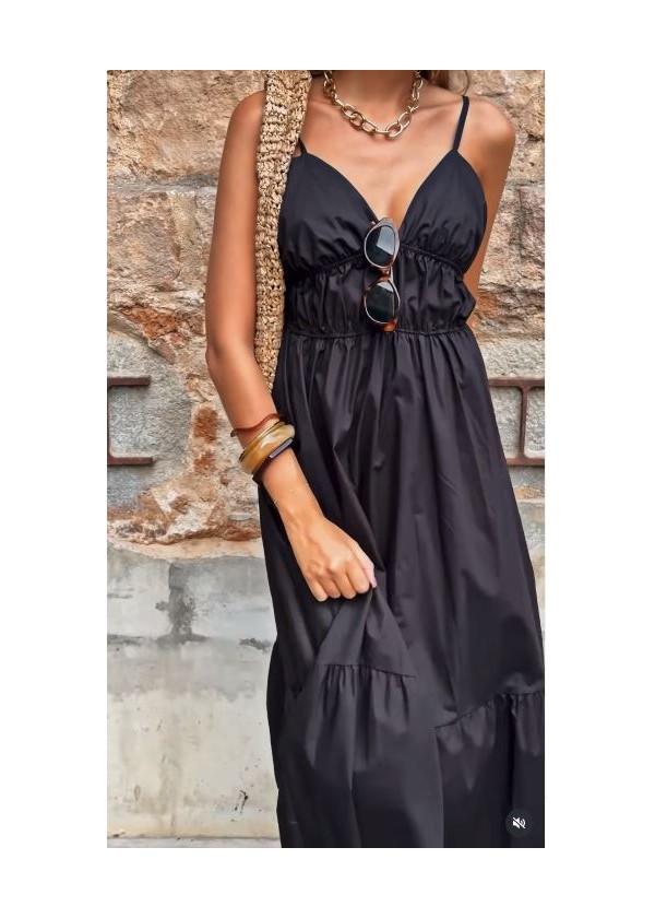 Vestido tirante cuerpo abullonado