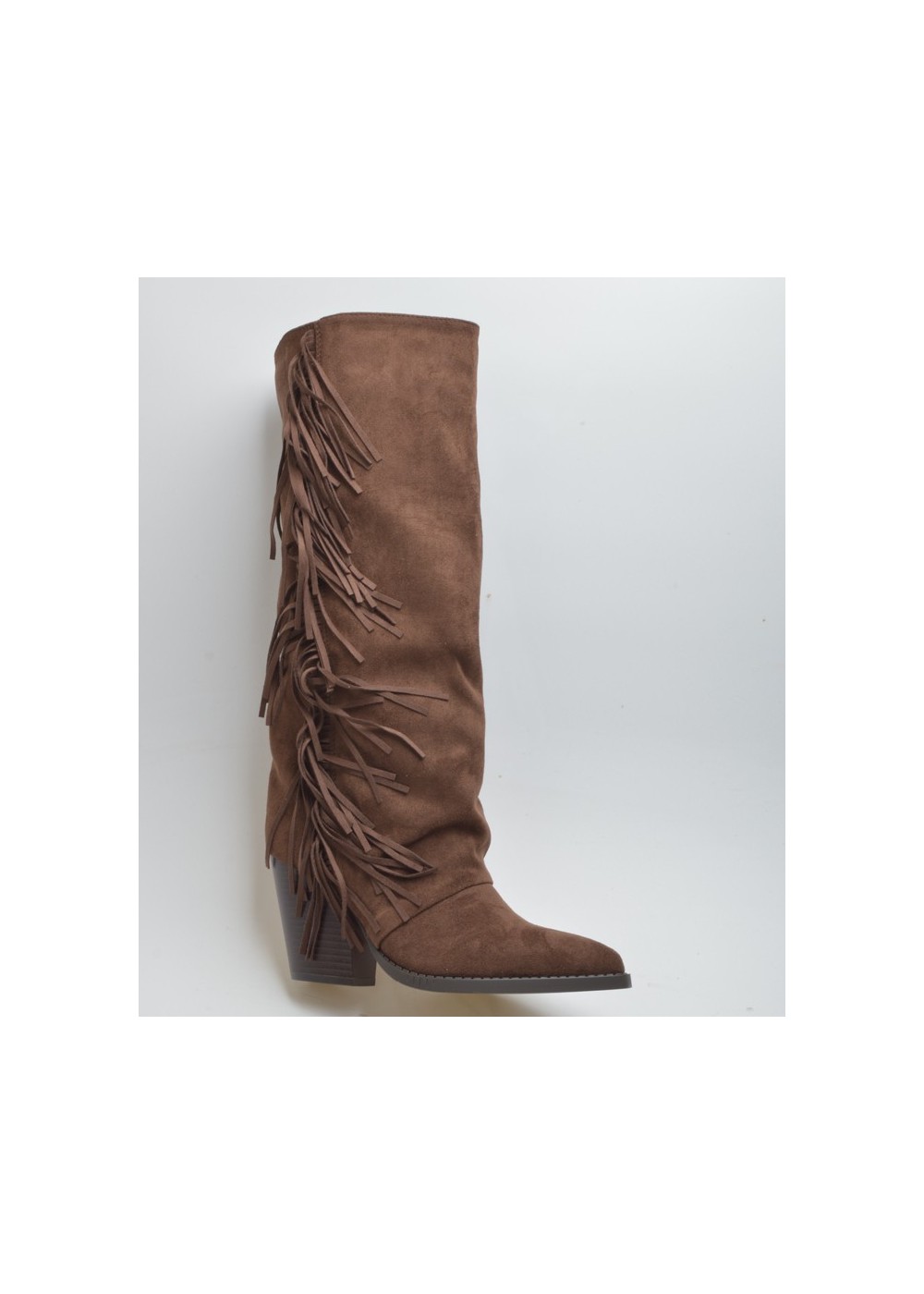 Botas tacón flecos cámel