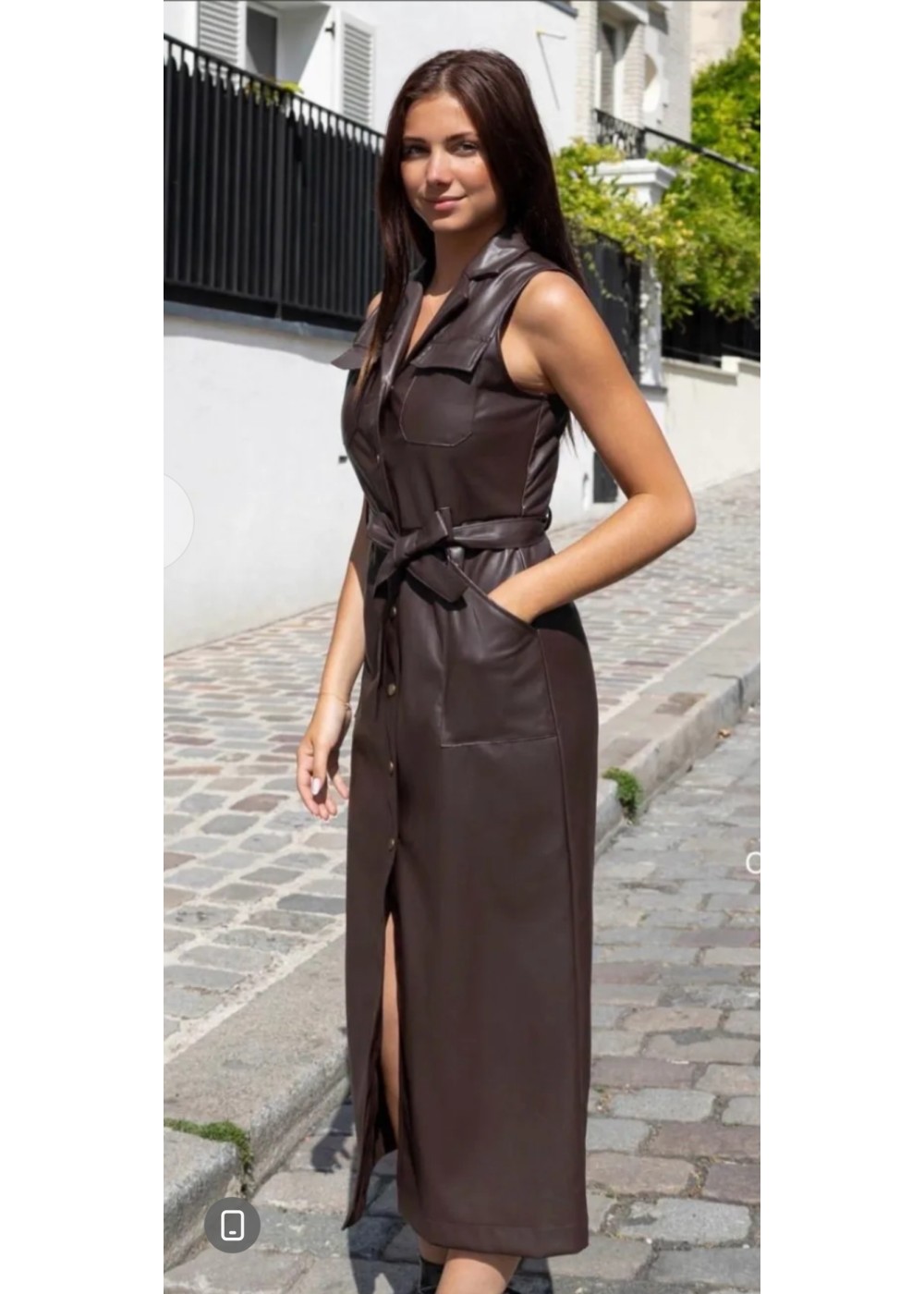 Vestido camisero ecopiel