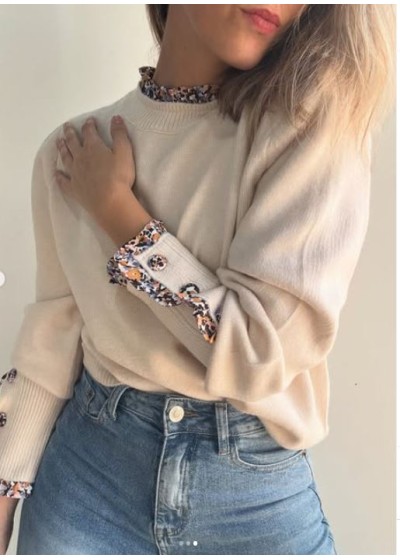 Jersey ribete en cuello y puño