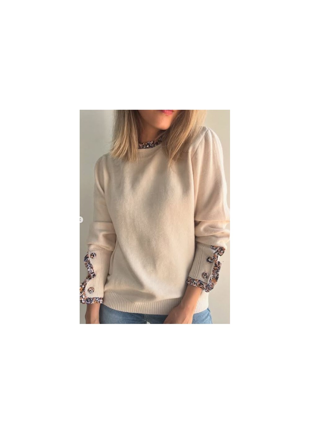 Jersey ribete en cuello y puño