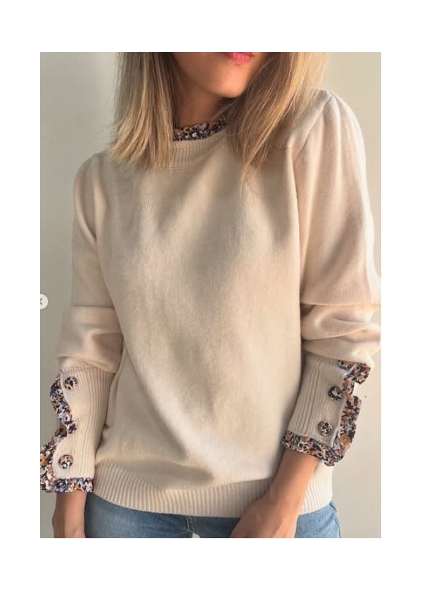 Jersey ribete en cuello y puño