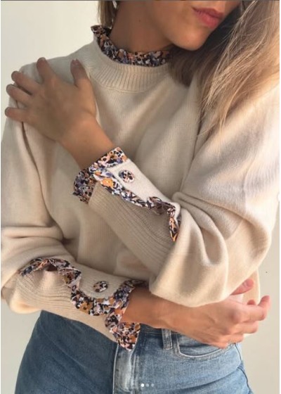 Jersey ribete en cuello y puño