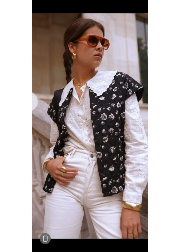 Chaleco hombrera caída negro