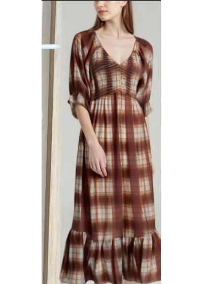 Vestido largo cuadros verde