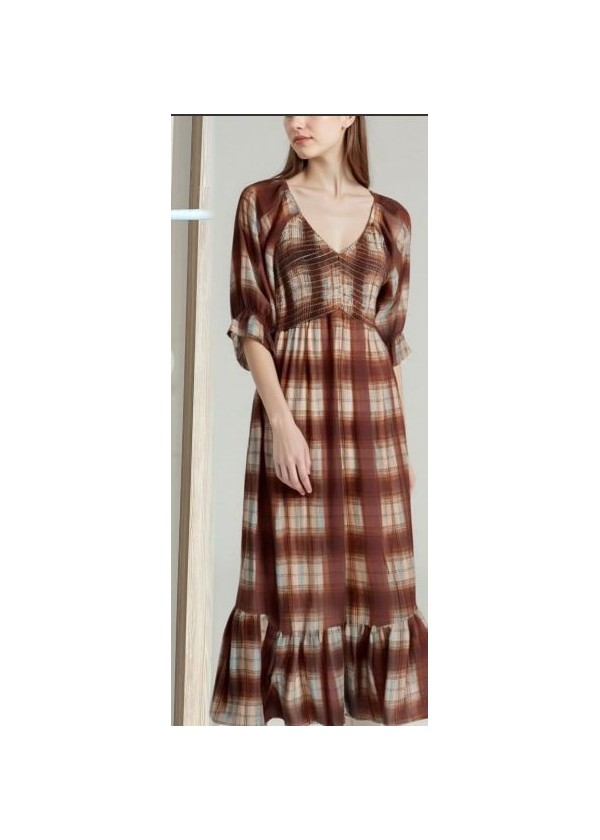 Vestido largo cuadros verde