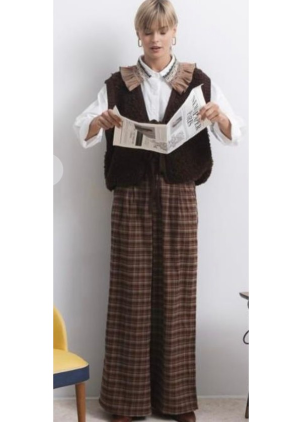 Pantalón ancho cuadros