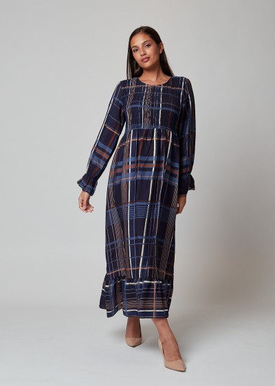 Vestido largo cuadros azul
