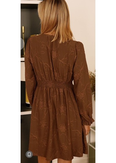 Vestido bordado corto chocolate