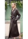 Vestido ecopiel chocolate manga larga