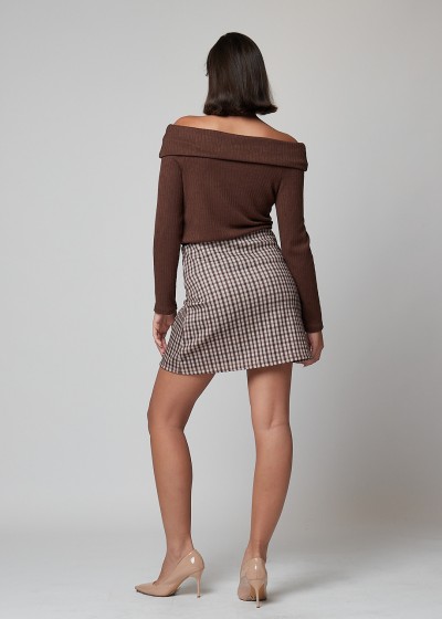 Falda corta cuadros ribete bolsillos