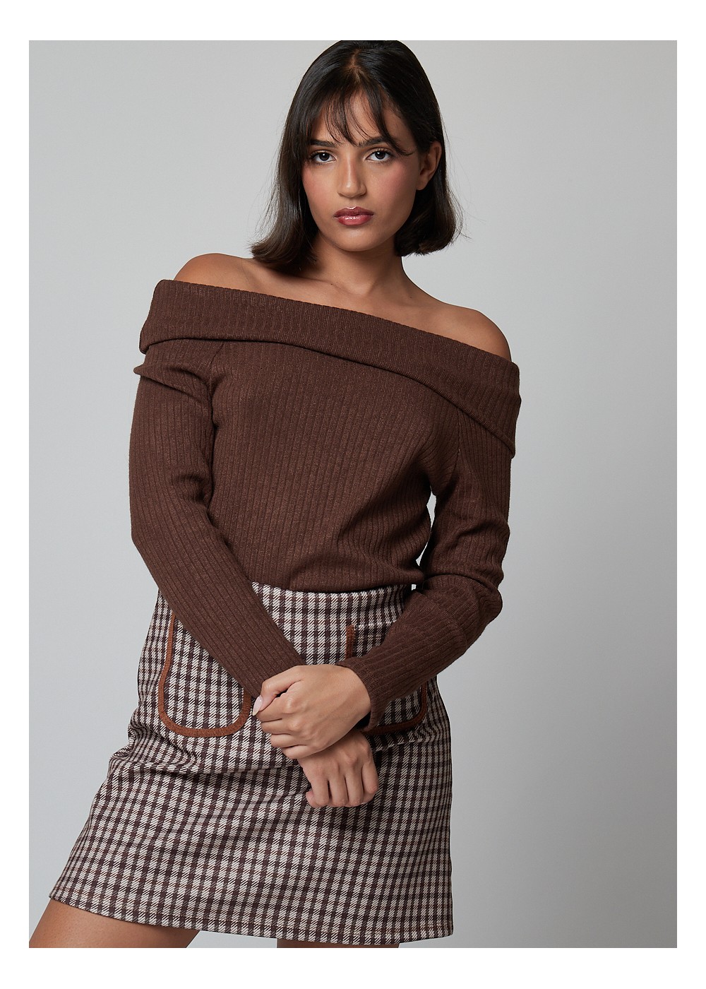 Camiseta canale palabra de honor choco/burdeos