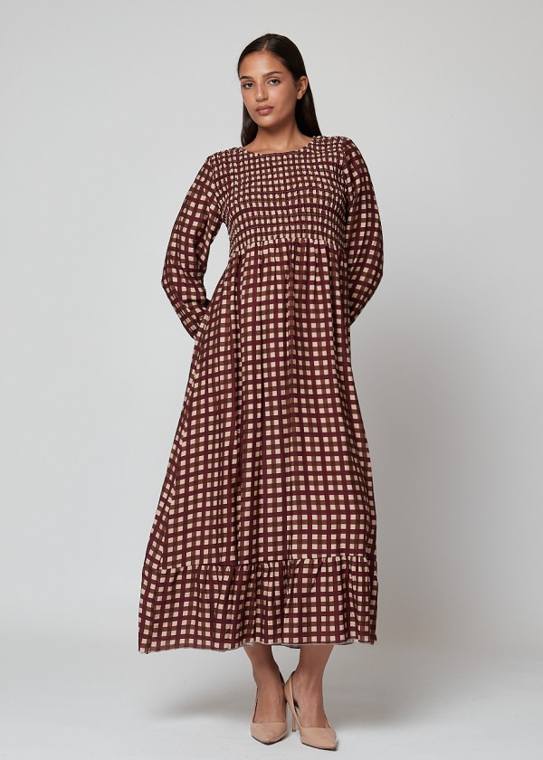 Vestido cuadros volante NEGRO AZUL BURDEOS