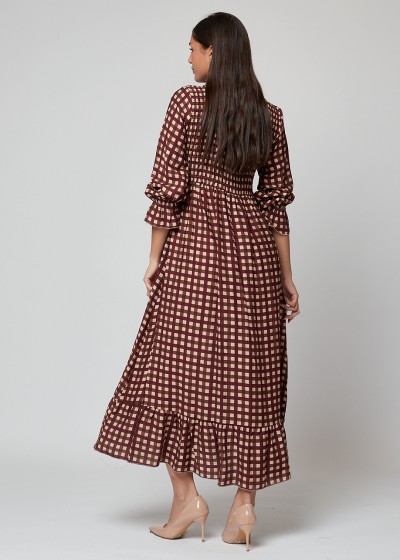 Vestido cuadros volante NEGRO AZUL BURDEOS