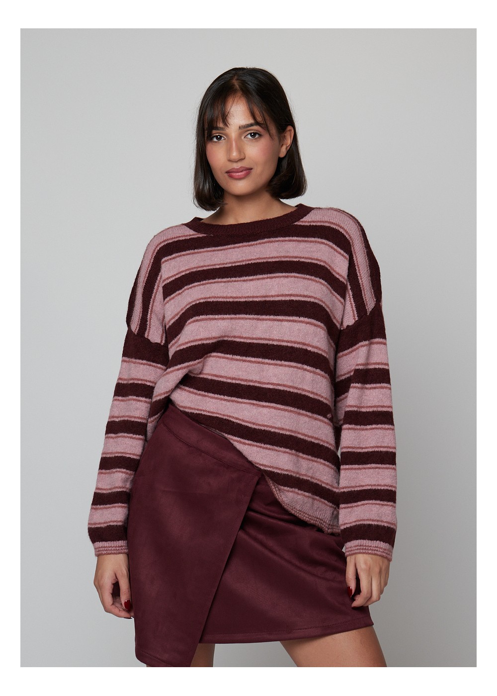 Jersey burdeos rayas rosa