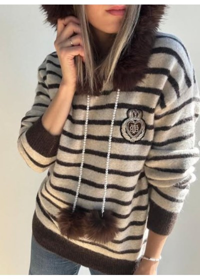 Jersey rayas capucha pelo...