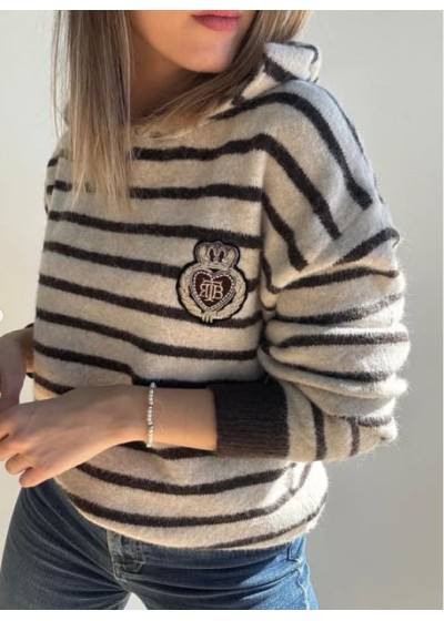 Jersey rayas capucha pelo desmontable