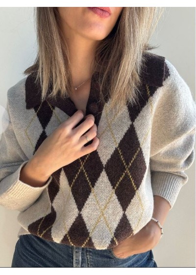 Jersey polo rombos choco-arena