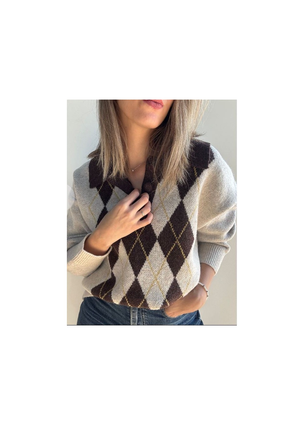 Jersey polo rombos choco-arena