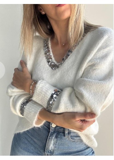 Jersey contraste brillo plata