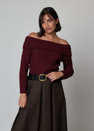 Camiseta canale palabra de honor choco/burdeos