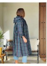 Chuvasquero cuadros largo bolsillos capucha