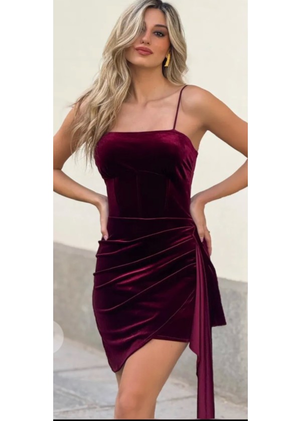 Vestido corto drap. lazo