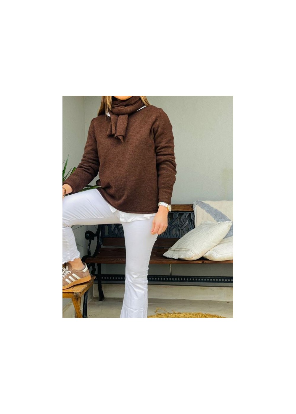 Jersey liso cuello bufanda colores