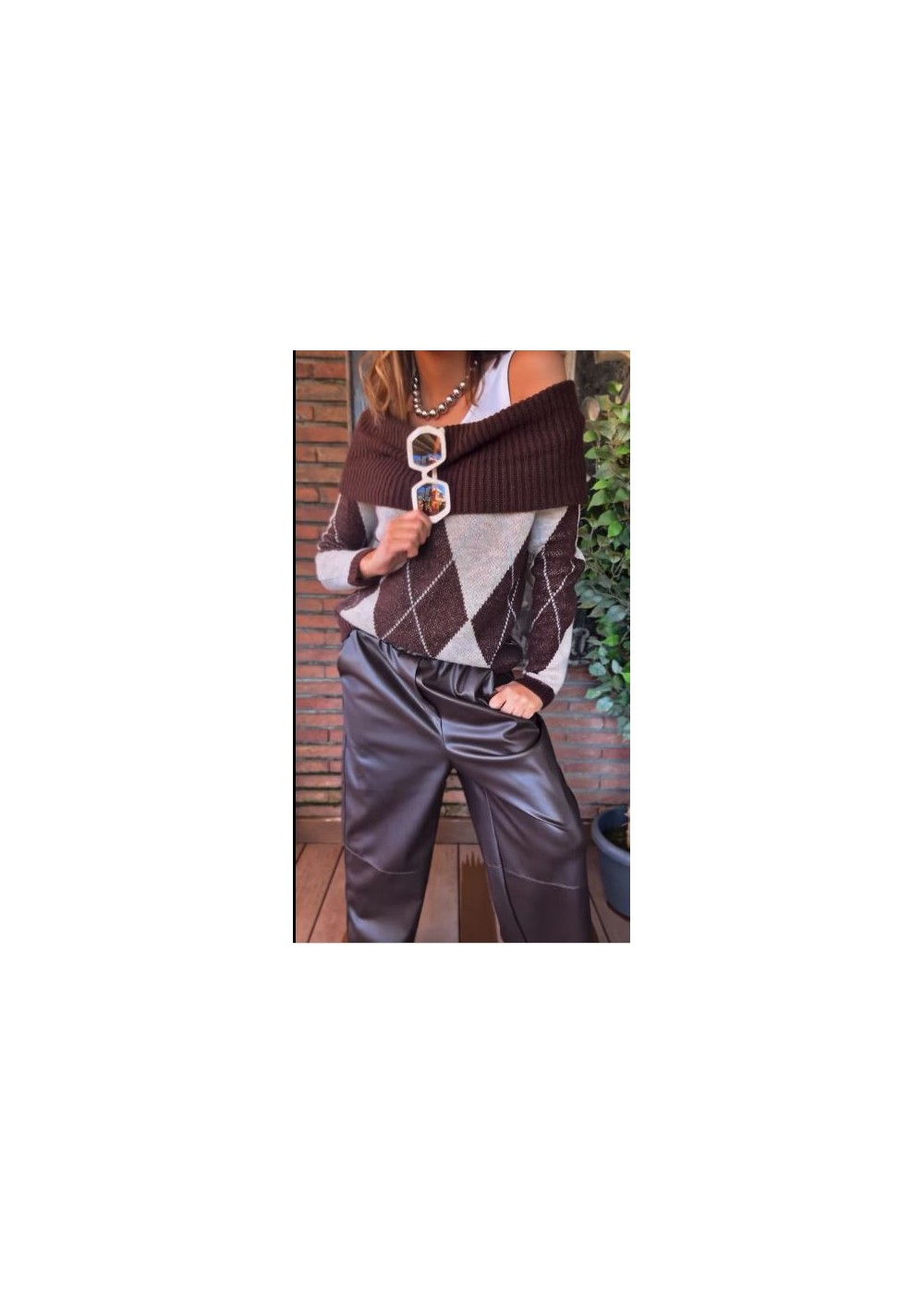 Jersey rombos cuello bardot colores