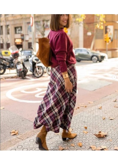 Falda larga cuadros multicolor