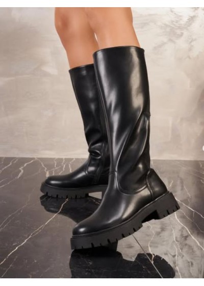 Bota piel suela goma  chocolate