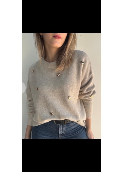 Jersey  corazones taupe