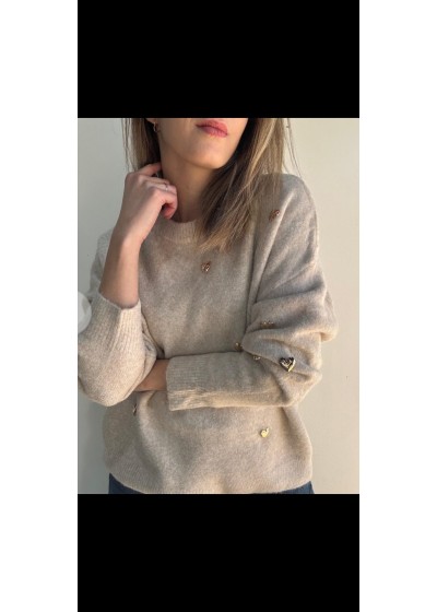 Jersey  corazones taupe