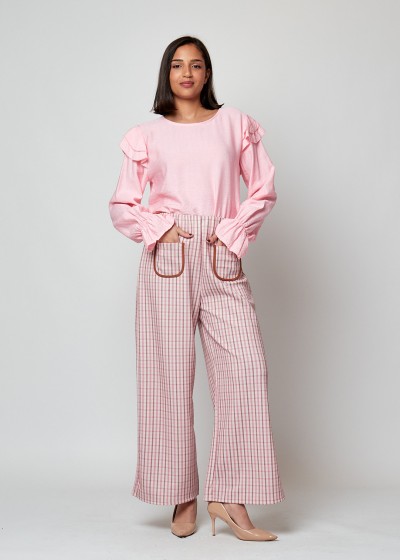 Pantalón cuadros ribete...