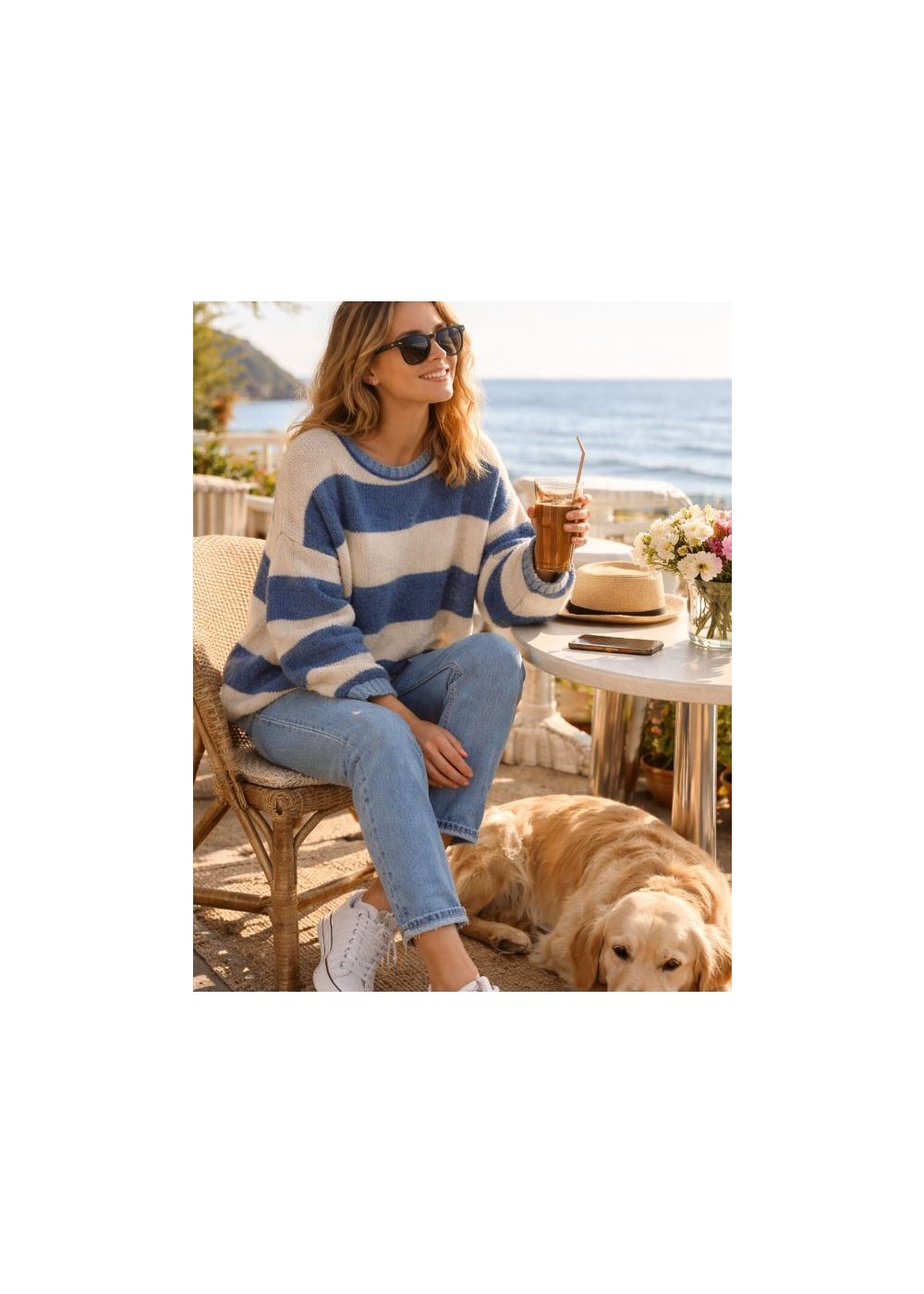 Jersey rayas vivo bicolor Azul