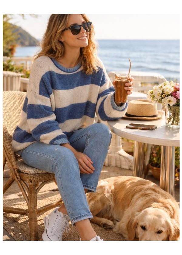 Jersey rayas vivo bicolor Azul