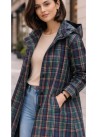 Chuvasquero cuadros largo bolsillos capucha