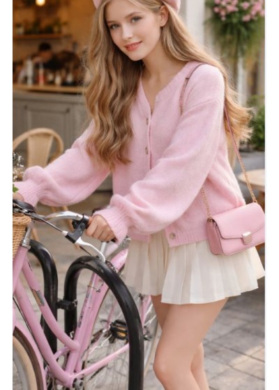 Chaqueta frunce puño rosa