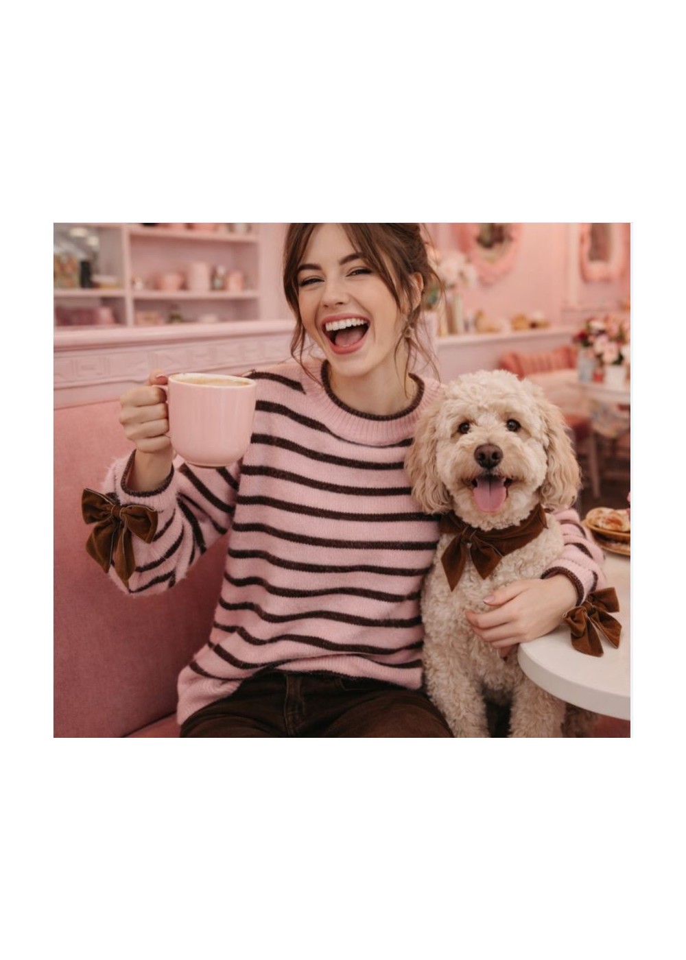 Jersey raya fina rosa-choco lazo puño