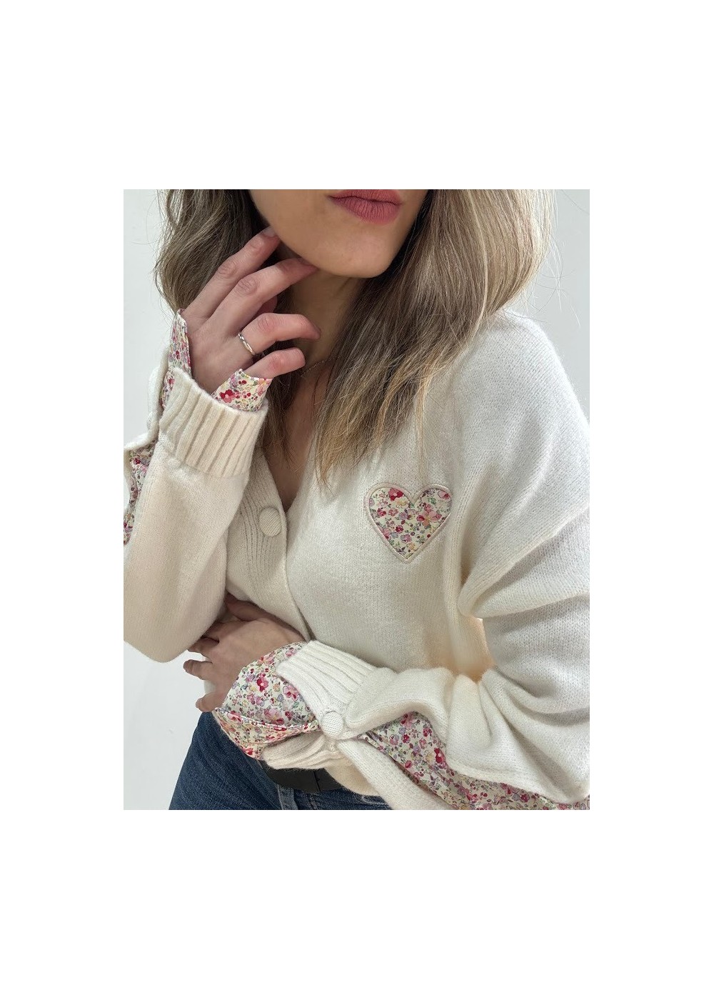 Chaqueta abertura estampada mangas