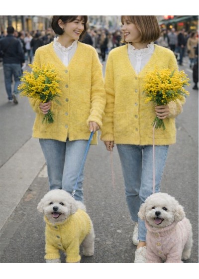 Chaqueta amarillo pelo rizado