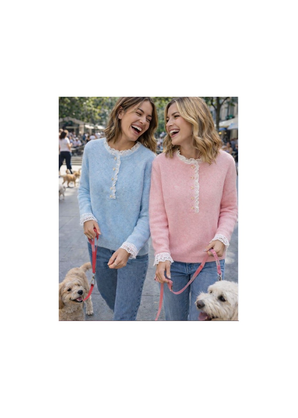 Jersey oversize abertura botones y puntillas