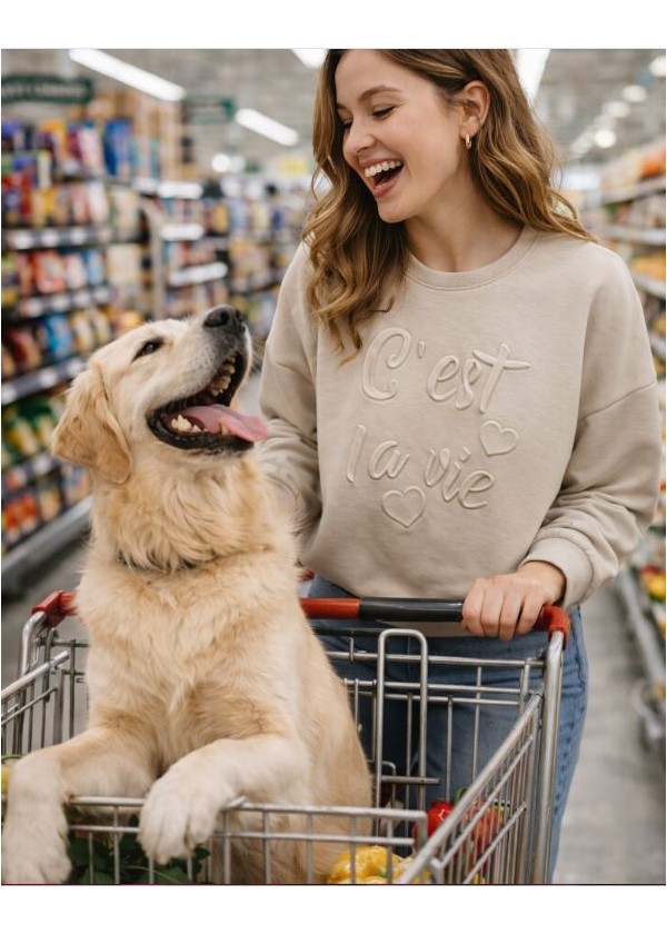 Sudadera Relieve Cuello Redondo