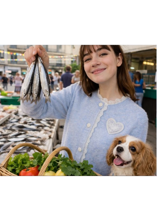 Chaqueta botones forrados puntillas  corazon